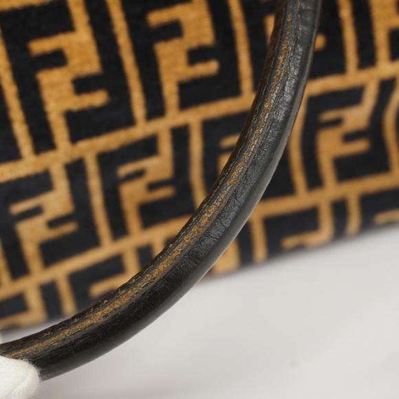 Fendi Tote Bag Zucca Leather Pile Brown Black Women's - Picture 8 of 13